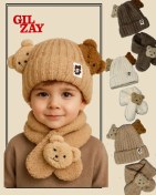 تصویر کلاه و شالگردن تدی بچگانه 