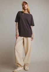 تصویر شلوار جاگر زنانه بژ دفکتو 