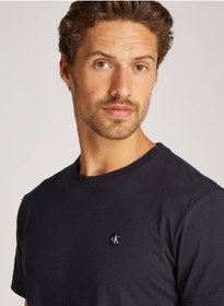 تصویر تی‌شرت مردانه با طرح مونوگرام - از جنس جیر کتان، آبی برند calvin klein jeans Men's Monogram T-Shirt - Cotton jersey, Blue