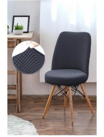 تصویر روکش صندلی خاکستری کشش قابل شستشو Lycra بیضی دور گرد riselerhome 