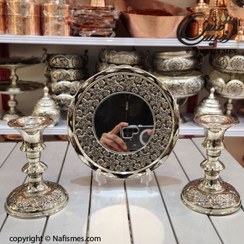 تصویر آینه و شمعدان کروم طرح دیبا 