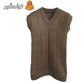 تصویر ست دو تکه پلیور قهوه‌ای و یک جفت ساق‌بند طرح پشم شتر مردانه و زنانه مشکی 