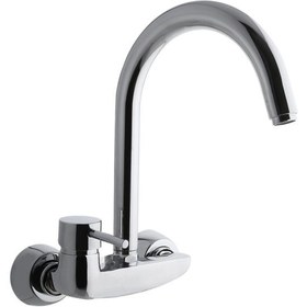 تصویر شیر ظرفشویی دیواری اوج مدل پرشین کروم Owj wall-mounted sink faucet, Persian chrome model