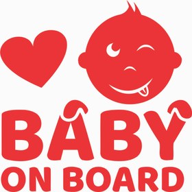 تصویر برچسب بدنه خودرو طرح کودک روی صندلی نشسته - قرمز ا Baby On Board Baby On Board