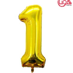 تصویر بادکنک فویلی عدد ۱ طلایی سایز ۳۲ اینچ 