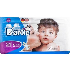 تصویر پوشک اکونومی خیلی بزرگ 34 عددی سایز 5 بارلی Barlie Economic Baby Diaper Size 5 34pcs