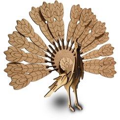 تصویر پازل سه بعدی چوبی طاووس 