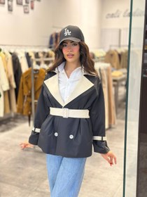 تصویر ترنچ کت یقه دو رنگ 