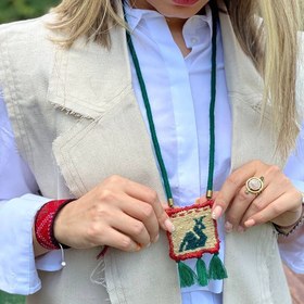 تصویر گردنبند گلیم بافی دستبافت زنانه و‌مردانه Handmade kilim necklace