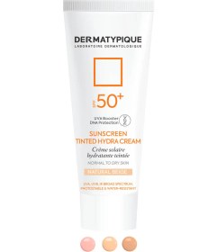 تصویر ضد آفتاب رنگی بژ طبیعی پوست خشک درماتیپیک Natural Beige حجم 50 میلی لیتر DERMATYPIQUE SUNSCREEN TINTED HYDRA CREAM NORMAL TO DRY SKIN NATURAL BEIGE 50 ml