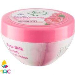 تصویر كرم مرطوب كننده صورت و بدن با رايحه بريتيش رز و شير آردن هرباسنس 150 ميلی لیتر Herba Sense Moisturizing Cream With The Scent Of Rose And Milk Weighing 150 Grams