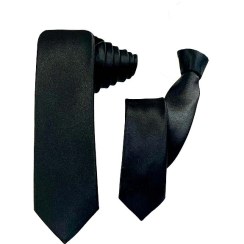 تصویر ست کراوات پدر و پسر مشکی باریک | R&R 