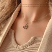 تصویر پلاک قلبی نگیندار رنگ نقره ای 