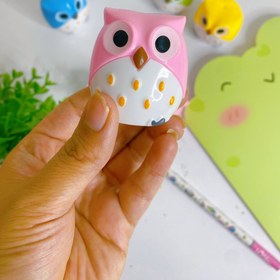 تصویر مداد تراش جغد - صورتی 