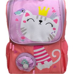 تصویر کیف مدرسه طرح گربه دخترانه School bag with cat design for girls