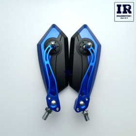 تصویر آینه تاشو تزئینی موتور سیکلت آبی کد T58 Blue motorcycle decorative folding mirror code T58