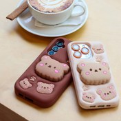 تصویر قاب سیلیکونی عروسکی سامسونگ مدل S24 Ultra طرح خرس بیسکوییتی 