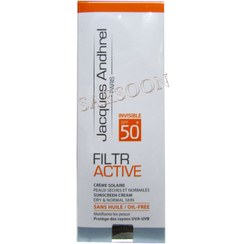 تصویر کرم ضد آفتاب بدون رنگ SPF50 فیلتر اکتیو ژاک آندرل پاریس پوست خشک و معمولی 50 میلی لیتر Colorless sunscreen SPF50 active filter Jacques Andrel Paris dry and normal skin 