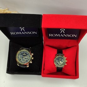 تصویر ست ساعت رومانسون بند چرمی دو رنگ زنانه مردانه ارسال رایگان گارانتی جعبه مخمل کپی کپی ا Romanson Romanson