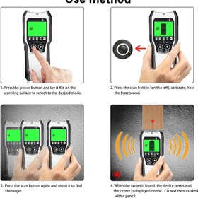 تصویر اسکنر دیواری پنج حالته Stud Finder 5 in 1 Electronic Stud Sensor Beam Joist Finder Wall Detector Edge Center Find Battery LCD Display