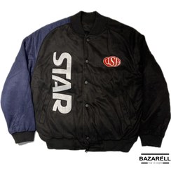 تصویر کاپشن بامبر مشکی سرمه‌ای مخمل مدل STAR USA | استریت‌استایل اسپرت پاییزه مردانه و زنانه STAR USA Black & Navy Suede Bomber Jacket | Unisex Sport Street-Style Fall Bomber 