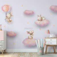تصویر پوستر دیواری کودک رویای خرگوش ها مدل BKW231 