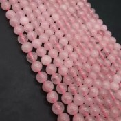 تصویر ریسه مهره کریستال رز کوارتز 