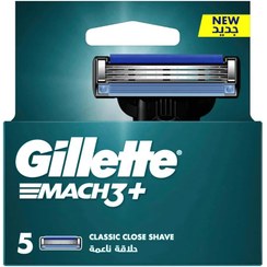 تصویر تیغ یدک ژیلت 3 لبه مدل Mach 3+ Plus بسته 5 عددی Gillette Mach 3+