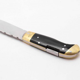 تصویر چاقو ضامن دار بادامی استاد جلیل فیبر مشکی Knife with latch