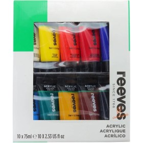 تصویر ست اکریلیک 10 رنگ 75 میل ریوز REEVES 