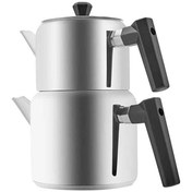 تصویر ست کتری و قوری استیل کاراجا مدل میدی Karaca Karaca steel kettle and teapot set midi