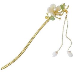 تصویر گیره مو کانزاشی طرح شکوفه بزرگ آویزدار 