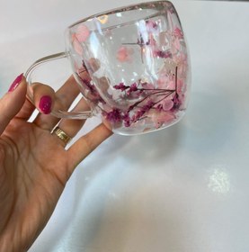 تصویر ماگ دو جداره گلدار 