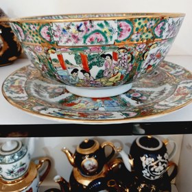 تصویر قاب و قدح چینی گل مرغی 