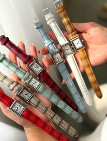 تصویر ساعت مچی زنانه چرم مستطیلی رویدا - زرشکی 