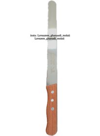 تصویر چاقو برش کیک دسته چوبی دنده ریز تیغه ۲۵ سانت 