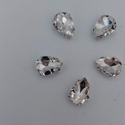 تصویر نگین پایه دار دوختنی اشکی ۱۰×۱۴ - نقره ای 