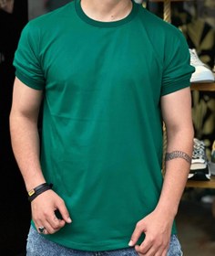 تصویر تی شرت نخ پنبه بیسیک رنگ سبز کبریتی zara cotton t-shirt, simple basic model, match green color