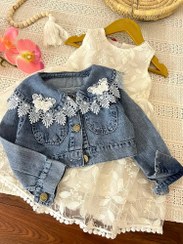 تصویر ست کت جین و سارافون دانتل 1096 