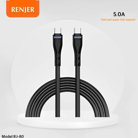 تصویر کابل شارژ رنجر تایپ سی به تایپ سی RENJER RJ-80 CHARGE CABLE Type-C TO Type-C RJ-80 PD 20W 5A