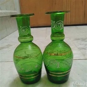 تصویر جفت تنگ قدیمی کمیاب وکوچک سبز بیدی 14سانتیمتر 