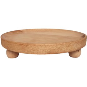 تصویر سینی چوبی گردوچ مدل گرد پایه دار 