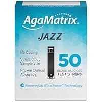 تصویر نوار تست قند خون AgaMatrix Jazz، نوار تست 50 شمارش برای دیابت | فقط با مانیتور قند خون AgaMatrix Jazz Wireless 2 | 1 جعبه، 50 نوار تست دیابت AgaMatrix Jazz Blood Glucose Test Strips, 50 Count Test Strips for Diabetes | Use with AgaMatrix Jazz Wireless 2 Blood Glucose Monitor Only | 1 Box, 50 Diabetes Test Strips