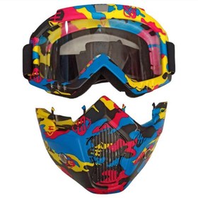 تصویر عینک موتور سواری فیس دار | colorful face glasses colorful Motorcycle face