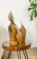 تصویر گلدان چوبی رومیزی 