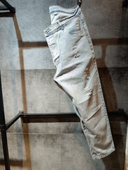 تصویر شلوار مام فیت آبی برفی زاپدار مردانه 