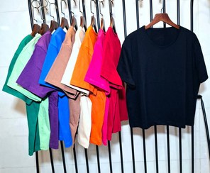 تصویر تیشرت نخ پنبه گرم بالا یقه گرد ساده مردانه زنانه Men's and women's plain round neck warm cotton t-shirt