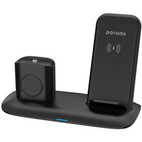 تصویر استند شارژر وایرلس ۴ کاره ی پرودو Porodo 4-in-1 Charging Hub, Wireless Charging Station 