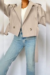 تصویر ترنچ کت کراپ Crop trench coat