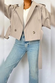 تصویر ترنچ کت کراپ Crop trench coat